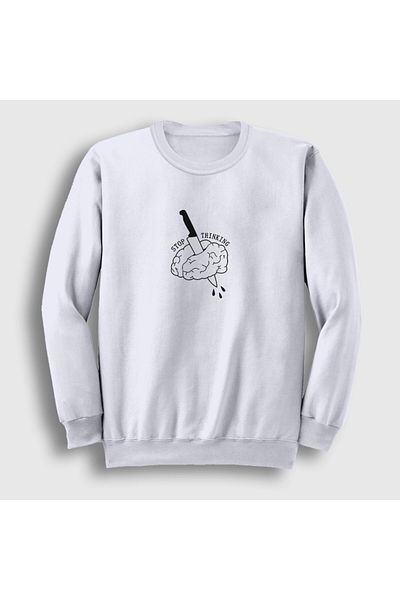 Presmono Φούτερ Unisex White Stop Thinking 290491 ττ