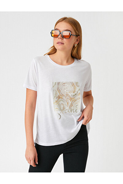 Koton Тениска с щампа с кръгло деколте и къс ръкав