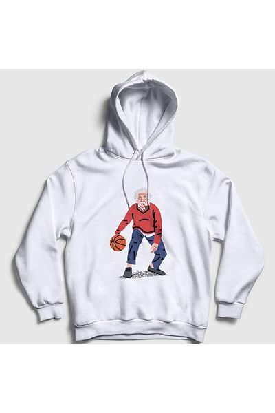 Presmono Unisex Λευκό Μπάσκετ Μπάσκετ Albert Einstein Φούτερ με κουκούλα 330531 ττ