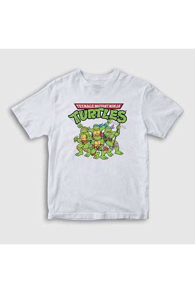 Presmono Tricou cu poster alb unisex pentru copii Țestoasele Ninja pentru adolescenți325957tt