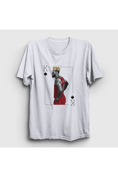 Presmono Unisex bela košarkaška lopta LeBron James T-shirt s 295358tt