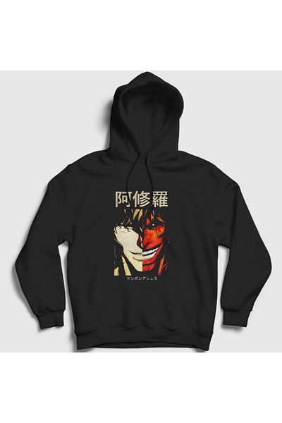 Presmono Унисекс черен суитшърт с качулка Ohma Tokita Anime Kengan Ashura 318087tt