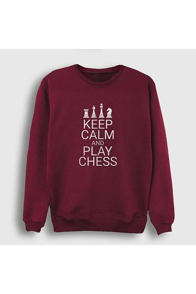 Presmono Hanorac unisex roșu Claret Keep Calm And Play Ches Chess335828tt