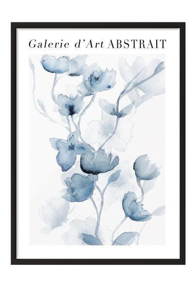 Postifull Fleurs Bleues No1 Framed Painting, Black Frame and Poster, Wall Painting Comfort Series No:108540