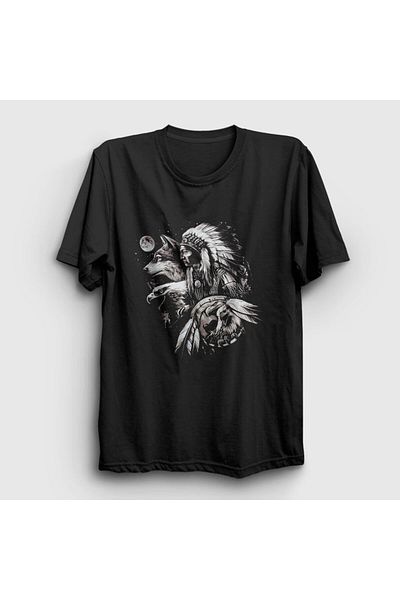 Presmono Μπλουζάκι Unisex Black Animals Ινδικής Αμερικής 306700 ττ