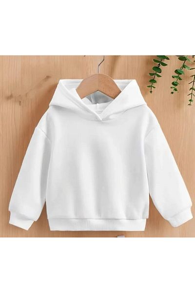 BEBEĞİME ÇORAP White Oversize Hooded Sweatshirt - Children's Three Thread Raster Thick Fabric