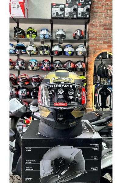 LS2 STREAM 2 ROAD MAT SİYAH-GOLD-GRİ KASK