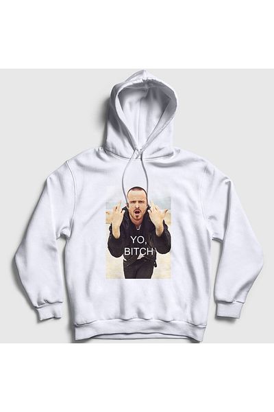 Presmono Unisex Λευκό Yo Bitch Jesse Pinkman Φούτερ με κουκούλα που σπάει 313238 ττ