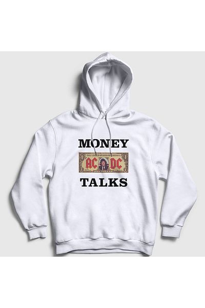 Presmono Φούτερ Unisex White Money Talks Ac/dc με κουκούλα 336858 ττ