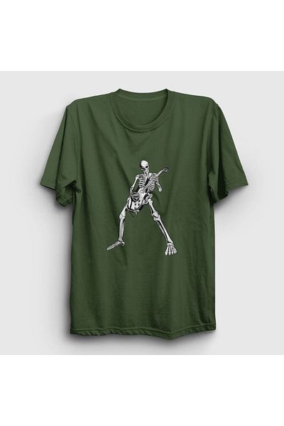 Presmono Μπλουζάκι Unisex Khaki Skeleton Guitarist Music Rock 339807 ττ