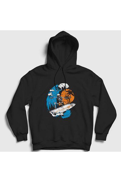 Presmono Φούτερ Unisex Black Surfer Skeleton με κουκούλα 290117 ττ