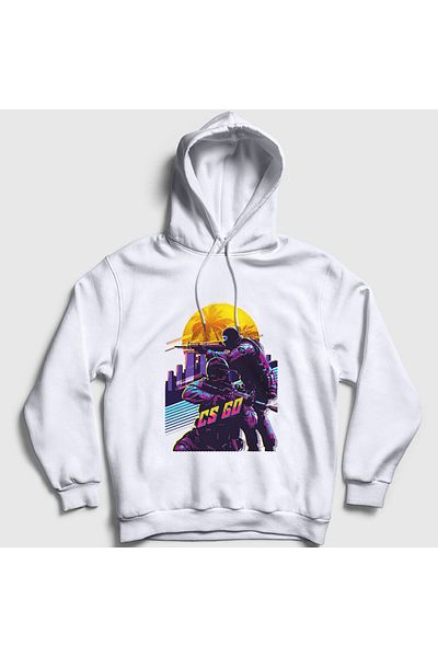 Presmono Φούτερ με κουκούλα Unisex White Sun Game Counter Strike Cs Go 327411 ττ
