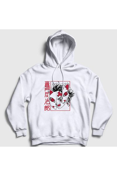 Presmono Unisex Λευκή Μάσκα Tanjiro Kamado Anime Demon Slayer Kimetsu No Yaiba Φούτερ με κουκούλα 307621 ττ