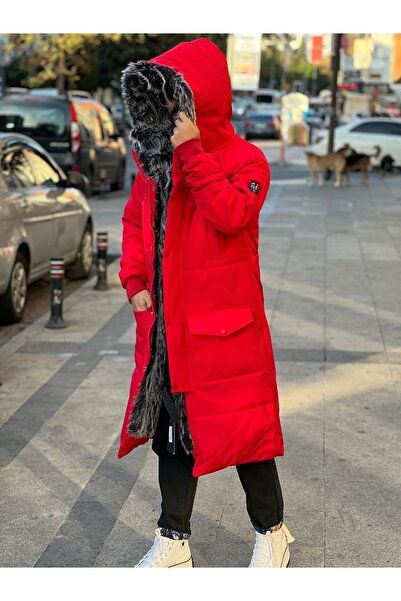 rvs moda Özel Içi Kürklü Uzun Kaban
