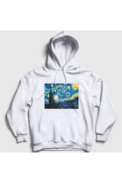 Presmono Φούτερ με κουκούλα Unisex White Starry Night Art Painter Vincent Van Gogh 303217 ττ