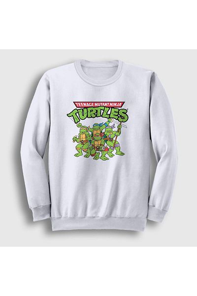 Presmono Φούτερ Unisex Λευκή αφίσα Teenage Mutant Ninja Turtles 325970 ττ
