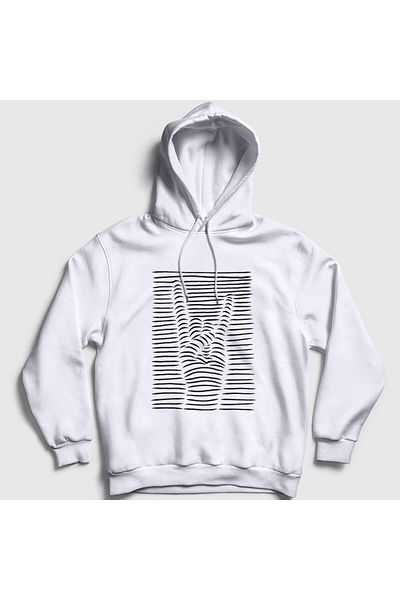 Presmono Unisex Λευκό Χέρι Σύμβολο Μουσική Ροκ Φούτερ με κουκούλα 315217 ττ