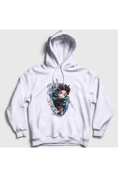 Presmono Unisex Λευκό Tanjiro Kamado Anime Demon Slayer Kimetsu No Yaiba Φούτερ με κουκούλα 307911 ττ