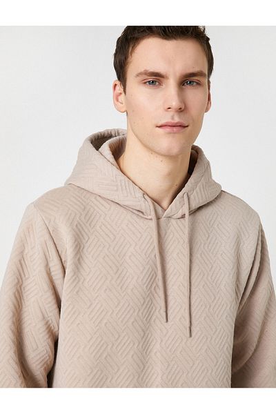 Koton Hooded Textured Sweatshirt - Pocket Detailed