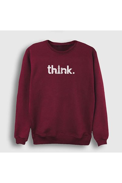 Presmono Унисекс суитшърт Think Chess в червено, цвят клаурет, 341589tt