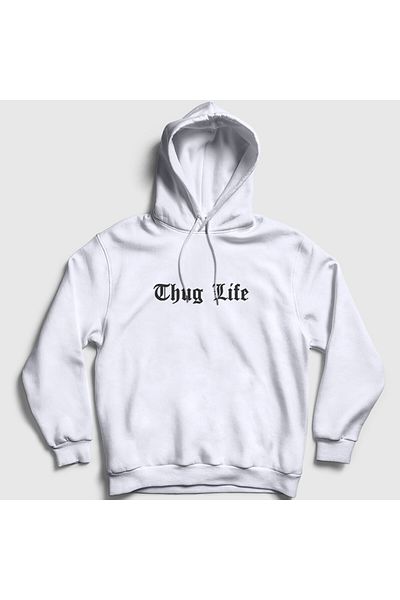Presmono Hanorac cu glugă unisex alb Thug Life 2pac Tupac Shakur370022tt