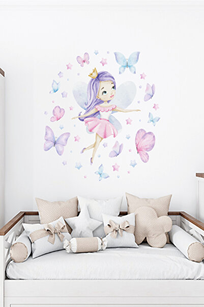 GSticker مجموعة ملصقات حائط لغرفة الأطفال بتصميم فتاة الجنية على شكل فراشة ونجمة، ملصق لرياض الأطفال