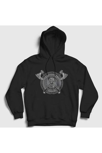 Presmono Φούτερ Unisex Μαύρο Fenrir Shield Vikings με κουκούλα 349471 ττ