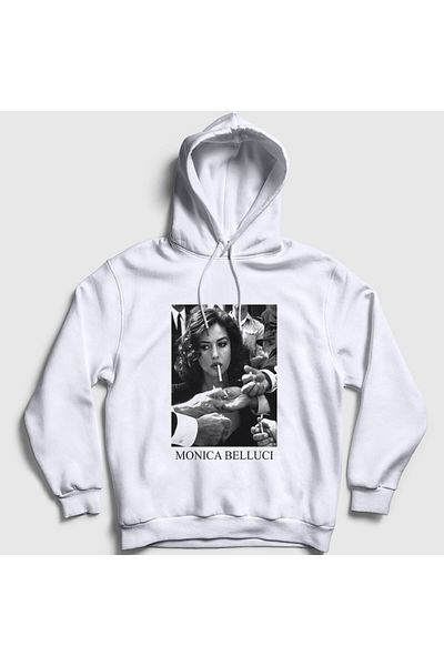 Presmono Φούτερ Unisex White Smoke Monica Belluci με κουκούλα 412250 ττ