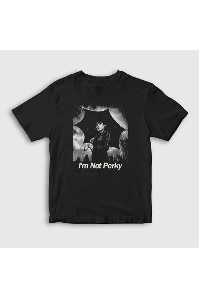 Presmono Unisex Çocuk Siyah Perky Wednesday Addams Family Addams Ailesi T-shi...