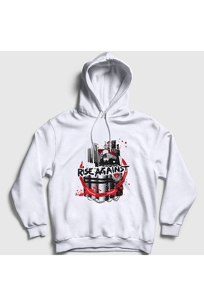 Presmono Unisex White Live Nations Rise Against Hooded φούτερ 381848 ττ