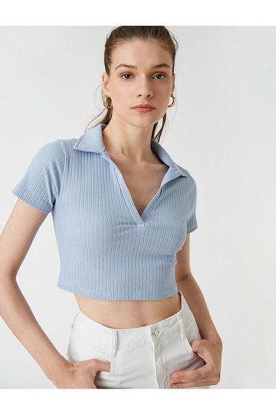 Koton Tričko Crop Polo s krátkým rukávem