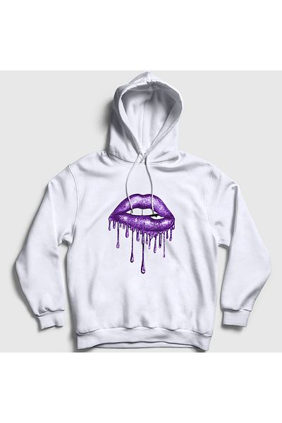 Presmono Φούτερ Unisex White Lips Deep Purple Hooded 381760 ττ