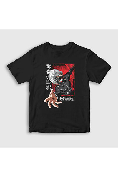 Presmono Unisex dečji crni Ken Kaneki V2 anime Tokyo Ghoul T-shirt 350282tt
