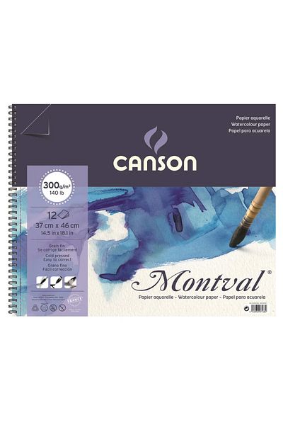 Canson Montval Watercolor - 300gr 37x46cm 12yp Notebook