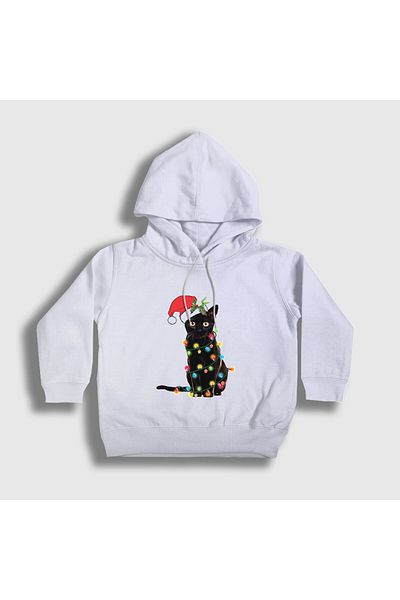 Presmono Unisex Παιδικά Λευκά Φώτα Γάτα Χριστουγεννιάτικη φούτερ με κουκούλα 364372 ττ