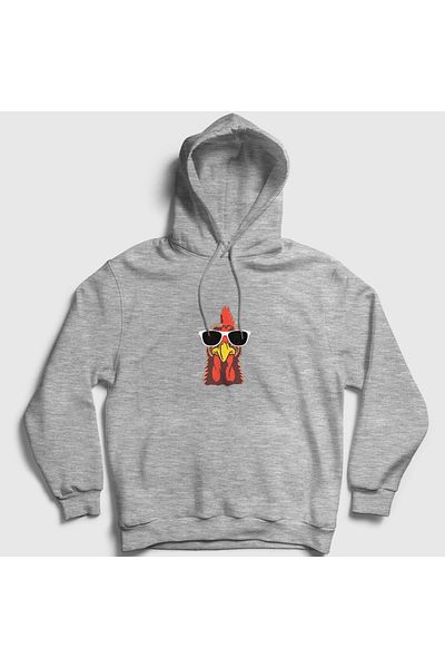 Presmono Unisex γκρι γυαλιά ηλίου Chicken Chicken Hooded φούτερ 413722 ττ