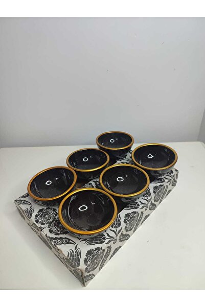 KRGZ TİCARET 6-Piece Gold Edged Tiny Bowl - Snack Bowl, Breakfast, Turkish Delight Bowl and Sauce Bowl Jam Bowl