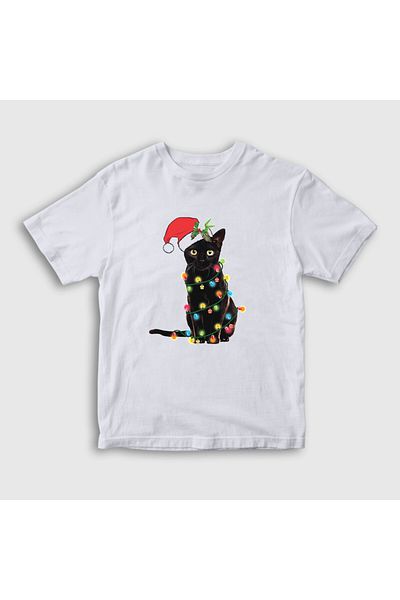 Presmono Unisex Παιδικό Χριστουγεννιάτικο μπλουζάκι με λευκά φώτα Cat Cat 364379 ττ