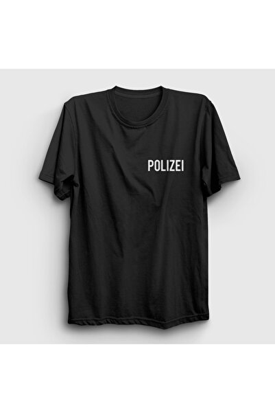 Presmono Unisex crni logo policije Polizei T-shirt 372897tt