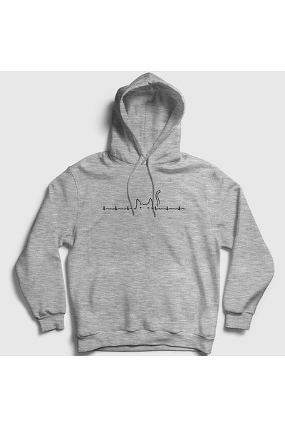 Presmono Φούτερ Unisex Grey Ekg Cat με κουκούλα 399341 ττ