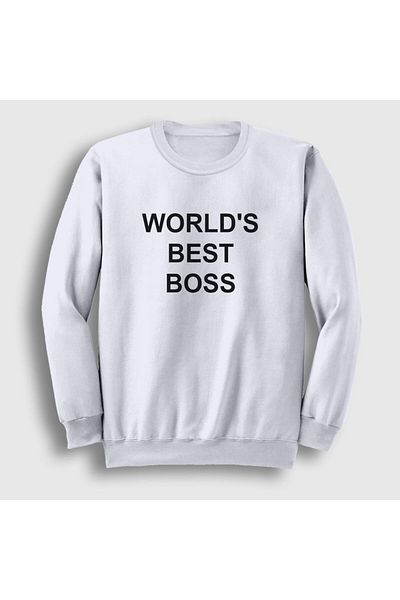 Presmono Φούτερ Unisex White Worlds Best Boss The Office 346683 ττ