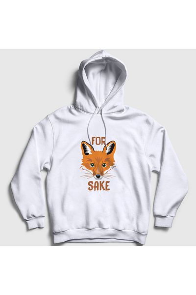 Presmono Φούτερ Unisex White For Fox Sake Fox με κουκούλα 401091 ττ
