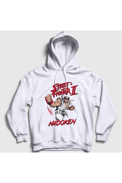 Presmono Φούτερ με κουκούλα Unisex White Ryu Hadoken Street Fighter 411147 ττ