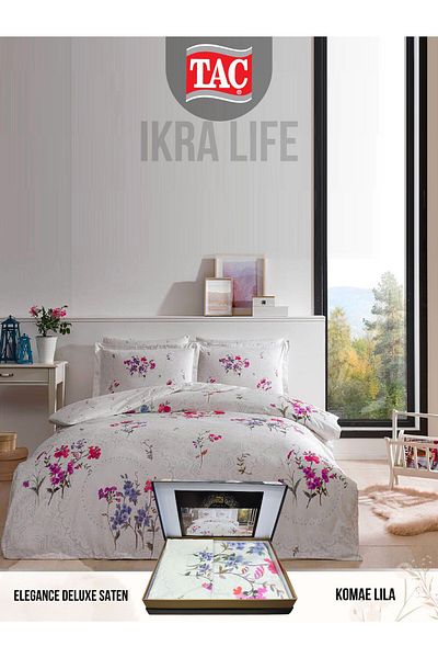 Taç Komae Lila Deluxe Satin Double Duvet Cover Set
