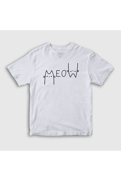 Presmono Unisex Παιδικό μπλουζάκι White Meow Cat Cat 407440 ττ