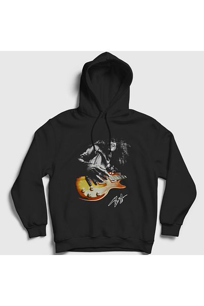 Presmono Унисекс суитшърт с качулка и черен надпис на китариста Guns N' Roses Slash 411863tt