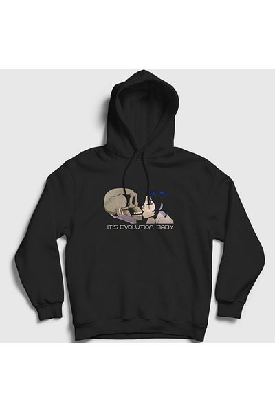 Presmono It's Evolution Baby Pearl Jam Unisex Φούτερ με μαύρη κουκούλα - 350078 ττ