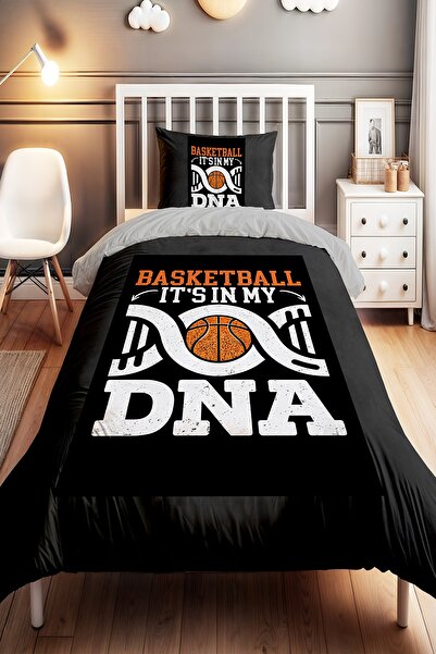 EVPANYA Basketbol DNA  Desenli Tek Kişilik Bebek Çocuk Nevresim Seti