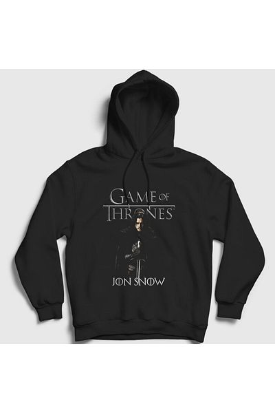 Presmono Unisex Μαύρο φούτερ με κουκούλα Jon Snow V2 της σειράς Game Of Thrones 360063 ττ