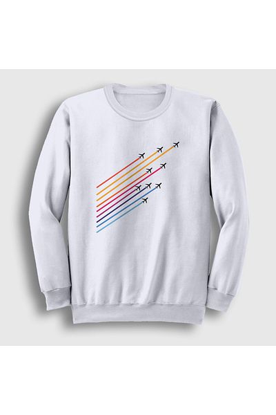 Presmono Φούτερ Unisex White Show Pilot Airplane Airplane 411667 ττ